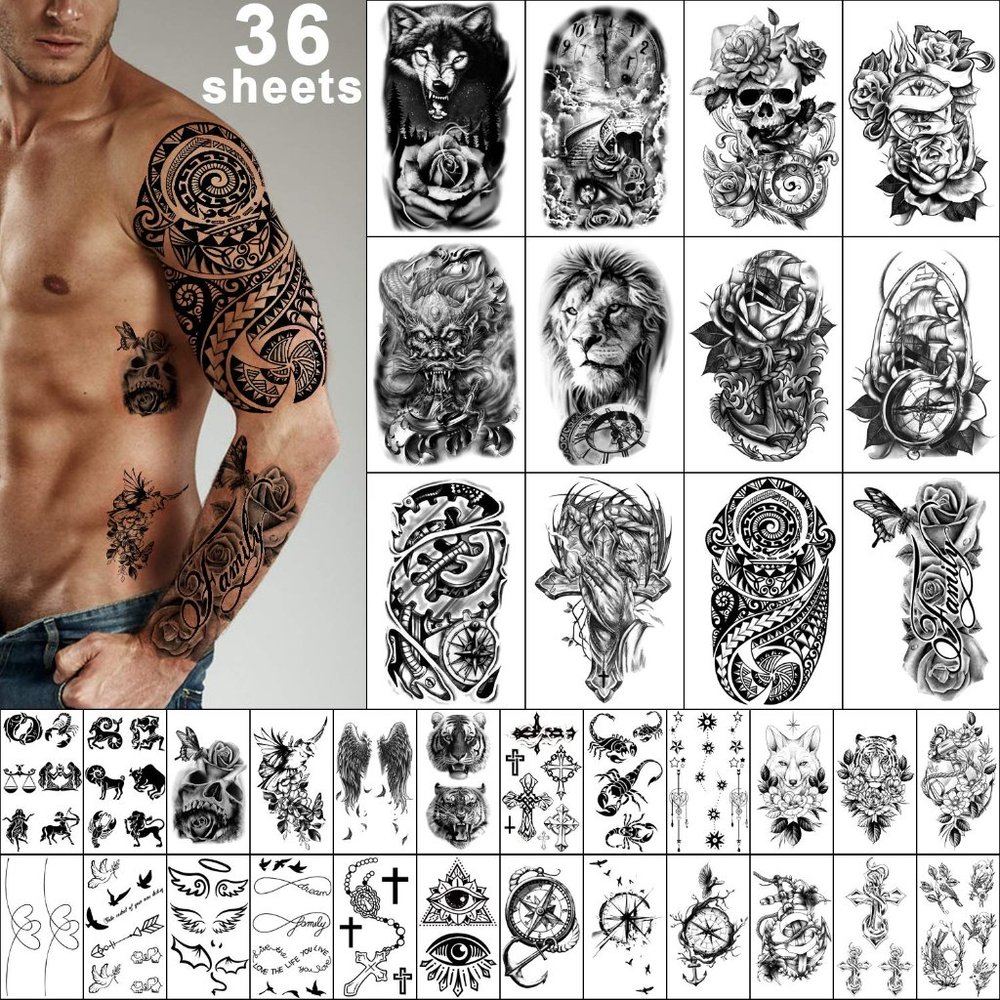 36 Sheets Temporary Tattoo, Tiny Waterproof Temporary Tattoos Realistic‎